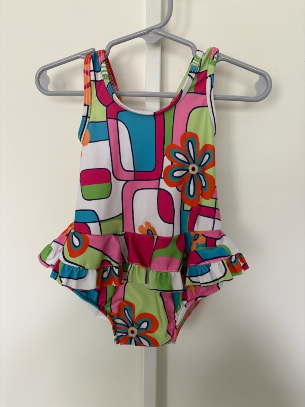 Flap Happy Baby Girl Swimsuit 6M Ruffle One Piece Built-In Swim Diaper NWT